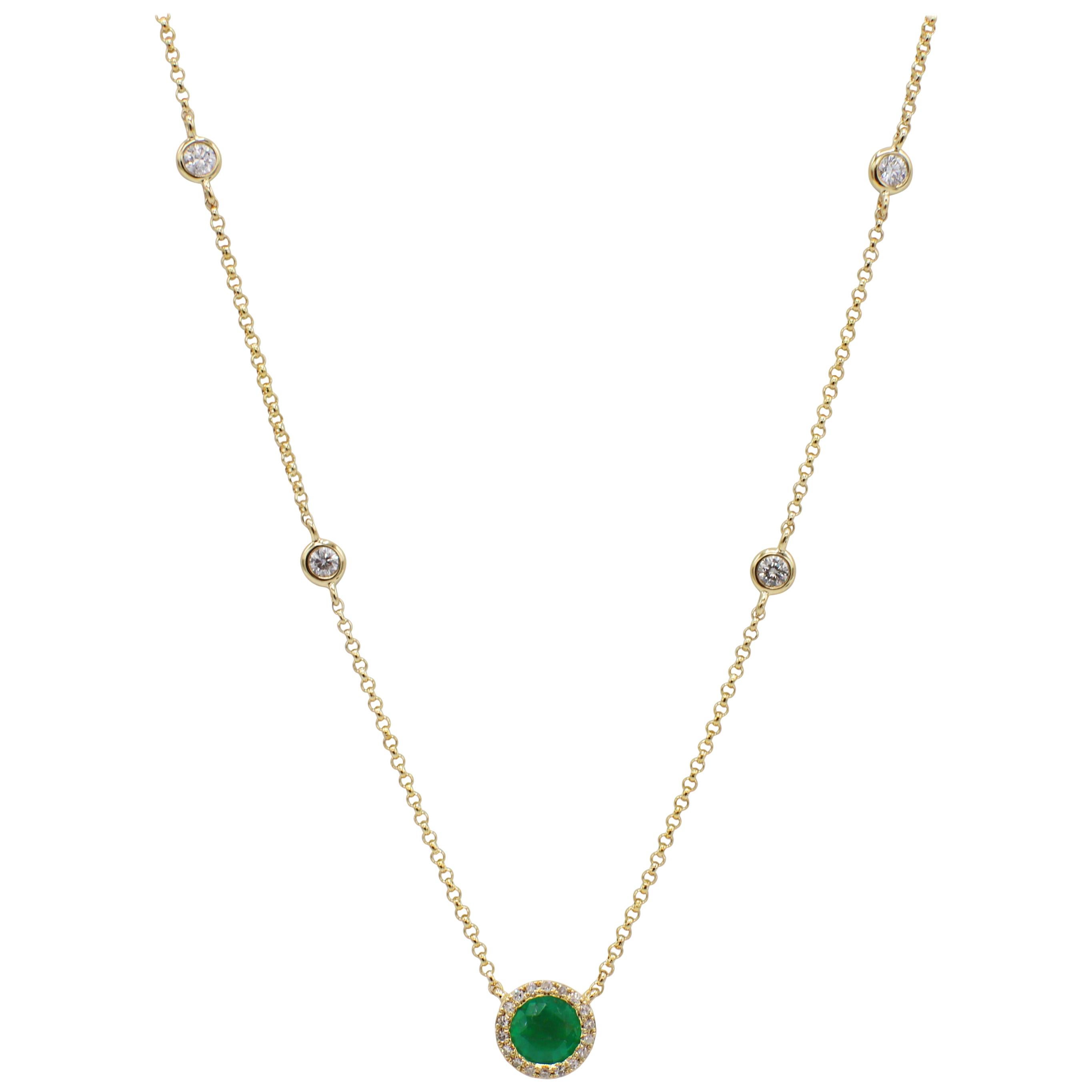Effy Brasilica 14K Yellow Gold Emerald and Diamond by The Yard Necklace