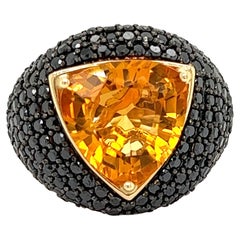 Used Effy Citrine and Black Diamond 14K Yellow Gold Ring