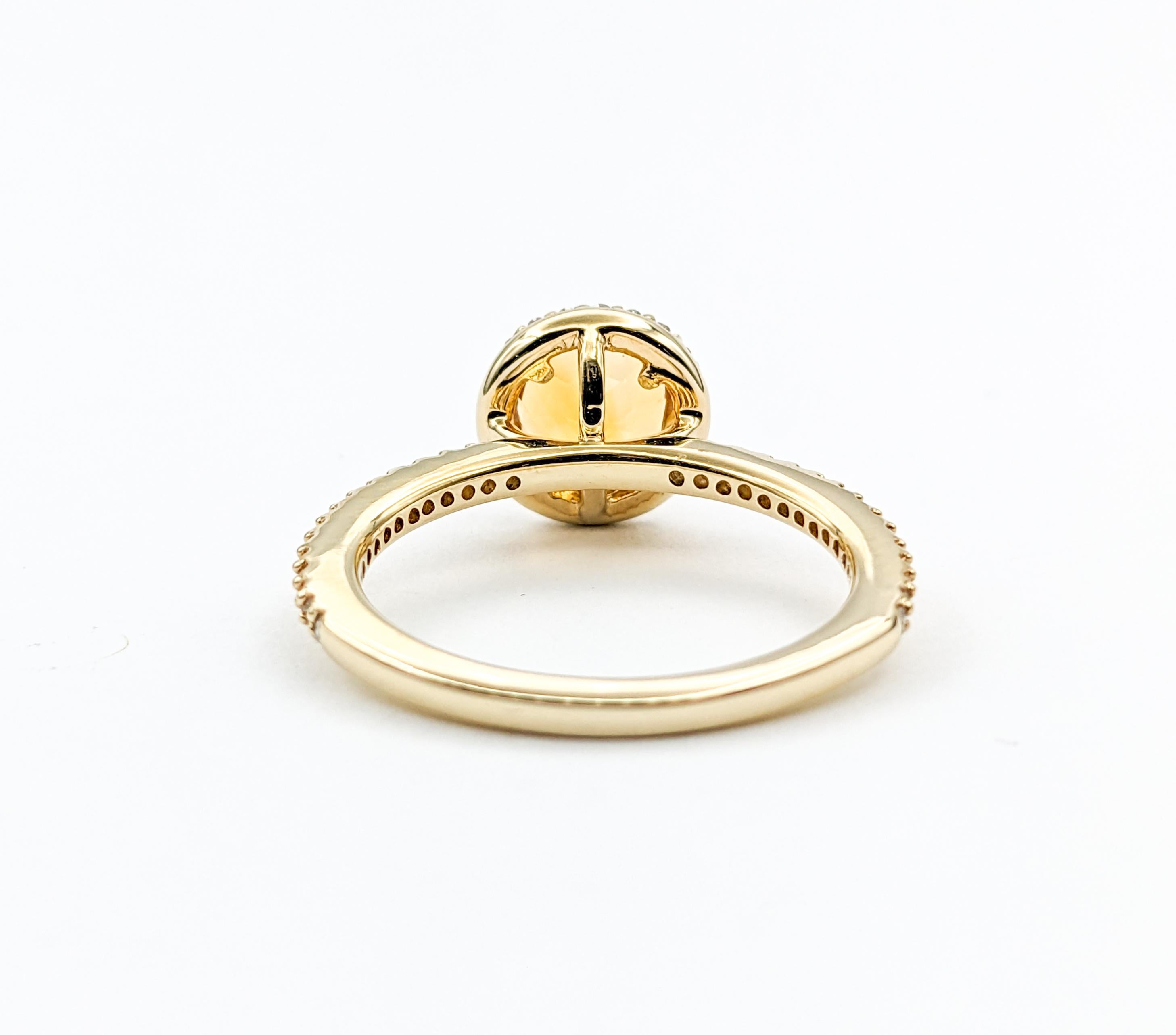 Effy Citrine & Diamond Halo Ring in Yellow Gold For Sale 5