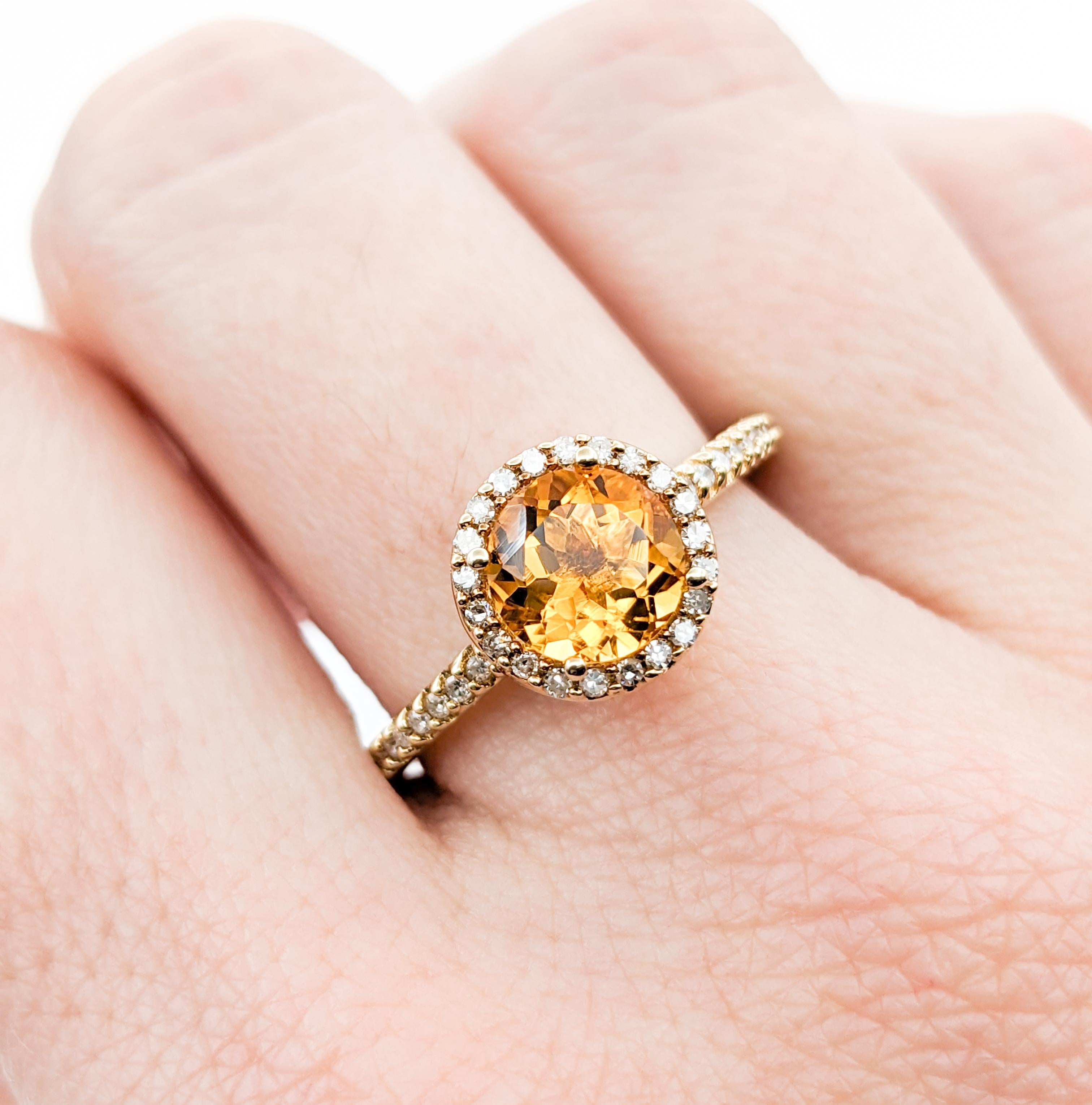 Effy Citrine & Diamond Halo Ring in Yellow Gold For Sale 2