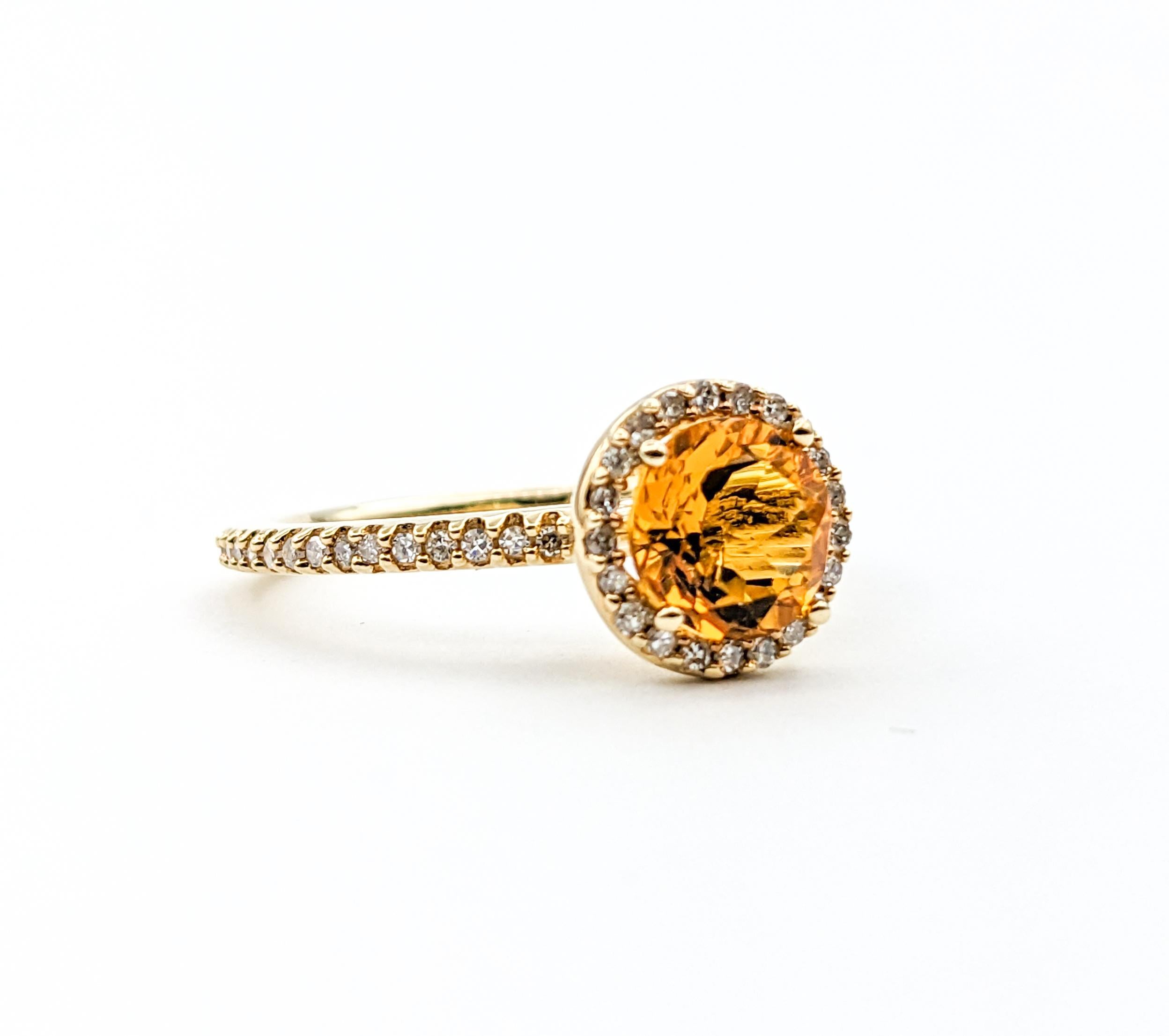 Effy Citrine & Diamond Halo Ring in Yellow Gold For Sale 3