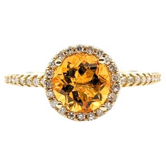Effy Citrine & Diamond Halo Ring in Yellow Gold