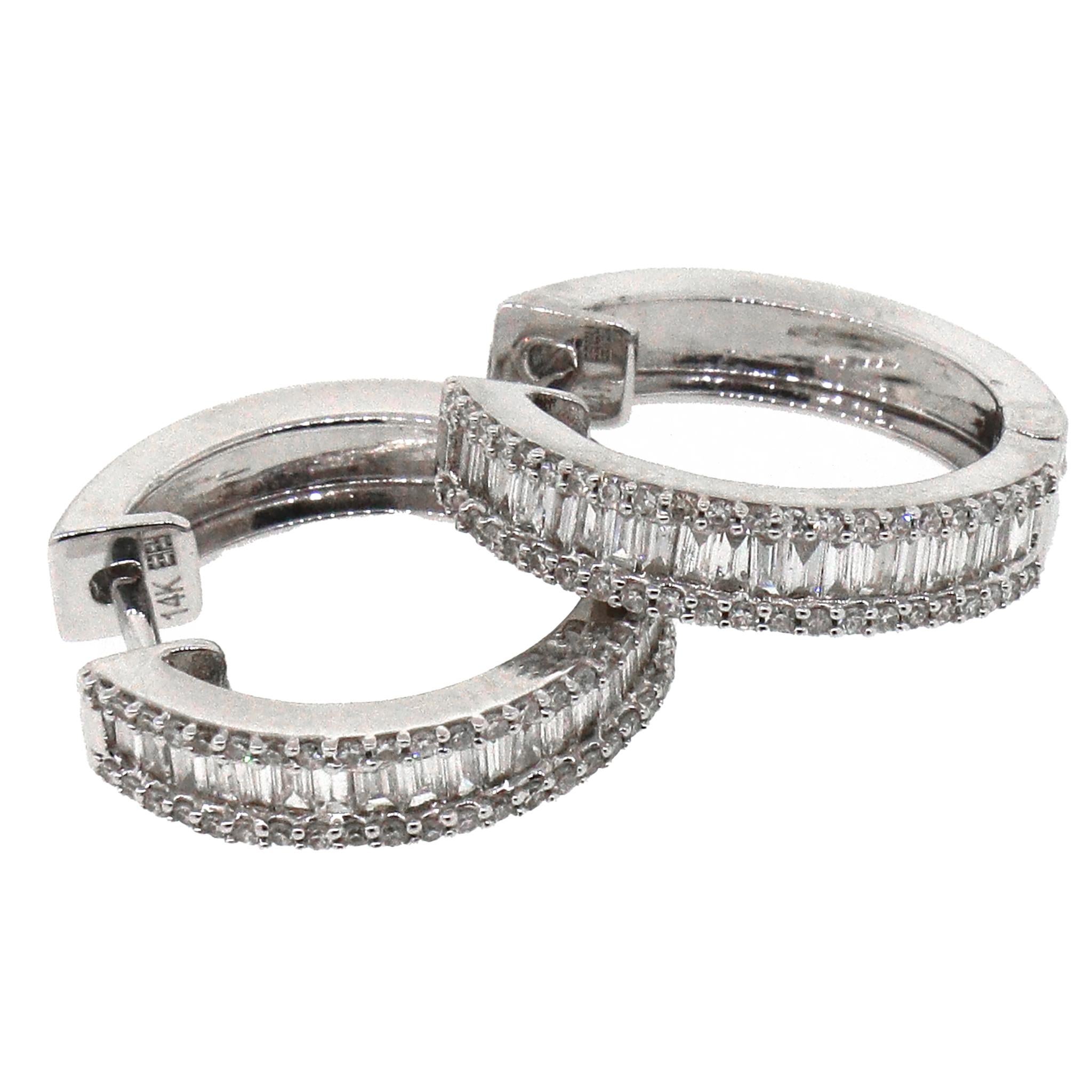Effy Classique Diamond Hoop Earrings In Good Condition For Sale In New York, NY