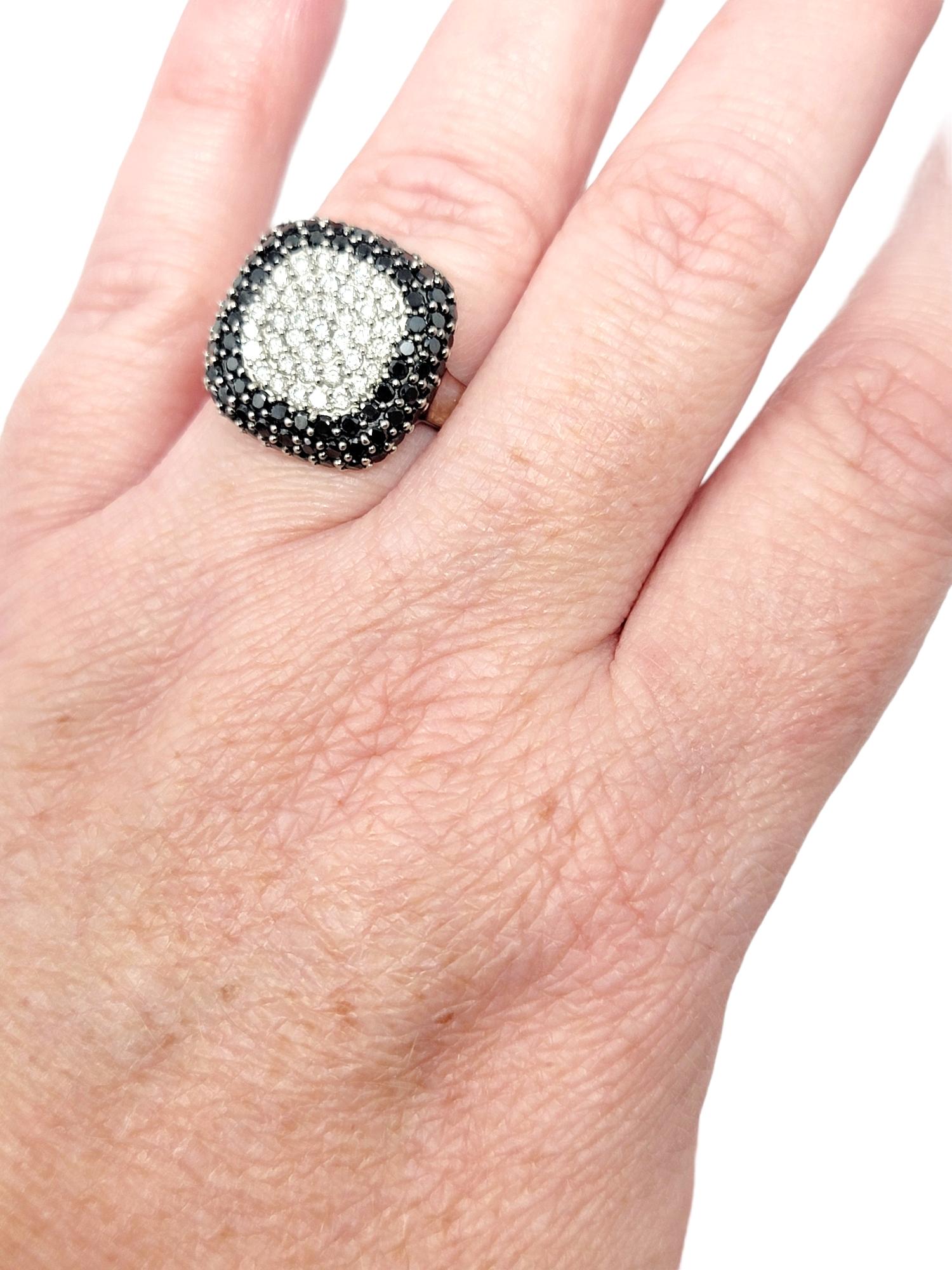 Contemporary EFFY Collection Black and White Diamond Pave Square Ring 2.02 Carat Total For Sale