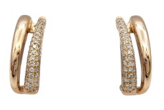Effy Collection Pavé Diamond J Hoop Earrings in Polished 14 Karat Rose Gold