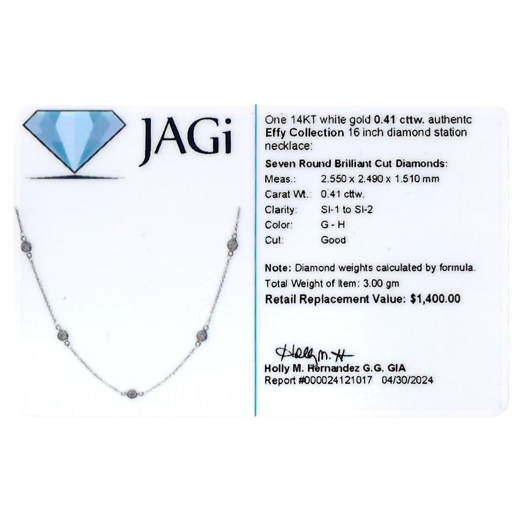 Effy Collection Round Bezel Set Diamond Station Necklace in 14 Karat White Gold For Sale 4