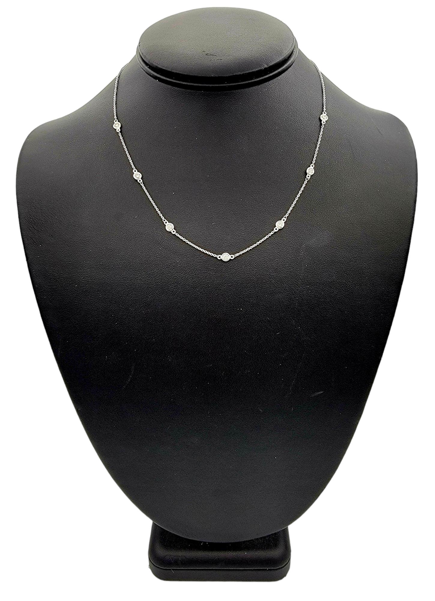 Effy Collection Round Bezel Set Diamond Station Necklace in 14 Karat White Gold For Sale 3