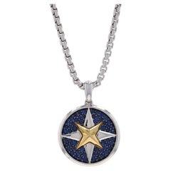 EFFY Kompass Saphir-Halskette 22" Sterling 925 Gelbgold 18k 1,00ctw Stern