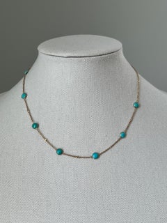 Effy Contemporary Turquoise and Diamond 14k Yellow Gold Station Necklace