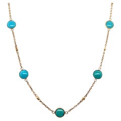 Effy Contemporary Turquoise and Diamond 14k Yellow Gold Station Necklace