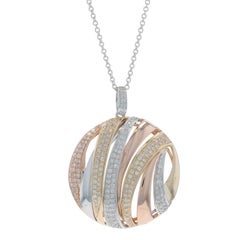 EFFY Crossover Diamond Pendant Necklace 20" White Gold 14k Single .86ctw Stripes