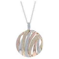 EFFY Crossover Diamond Pendant Necklace 20" White Gold 14k Single .86ctw Stripes
