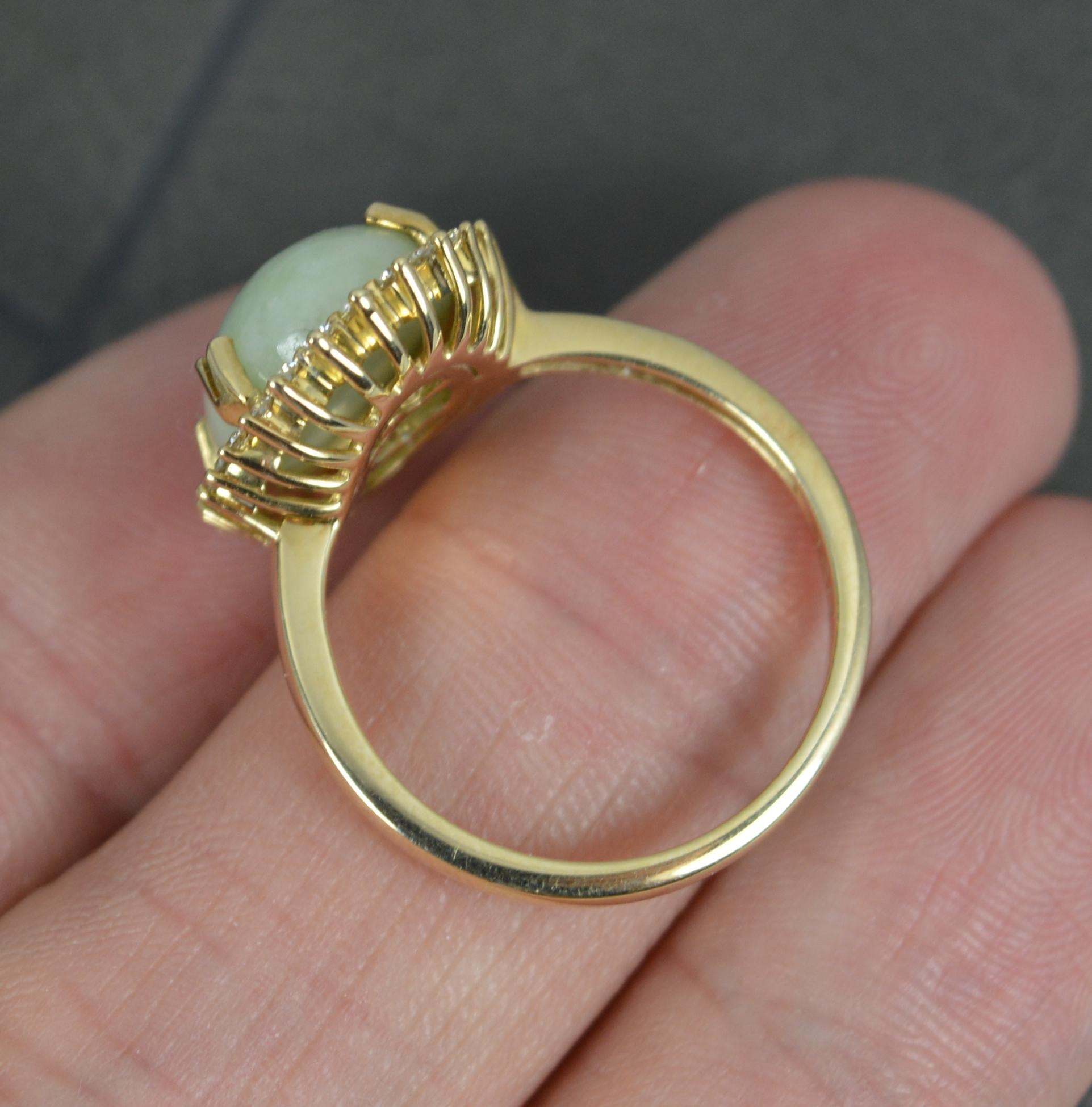 EFFY Designer 14ct Yellow Gold Jade and Diamond Cluster Ring 2
