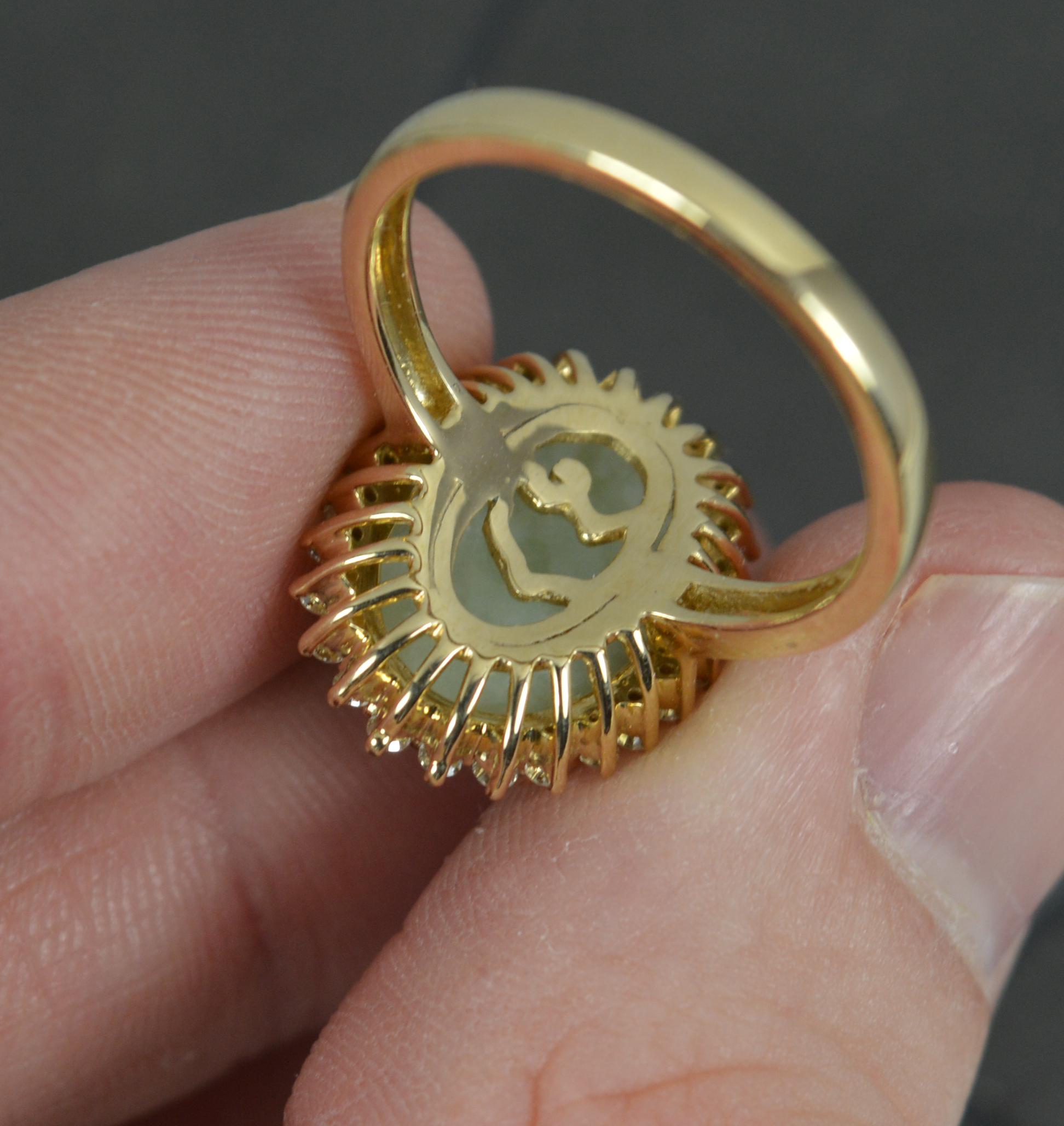 EFFY Designer 14ct Yellow Gold Jade and Diamond Cluster Ring 3