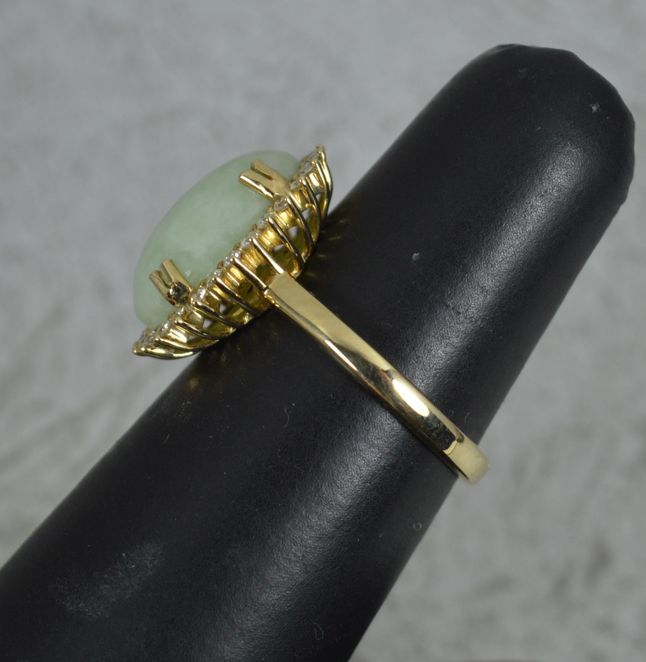 EFFY Designer 14ct Yellow Gold Jade and Diamond Cluster Ring 5