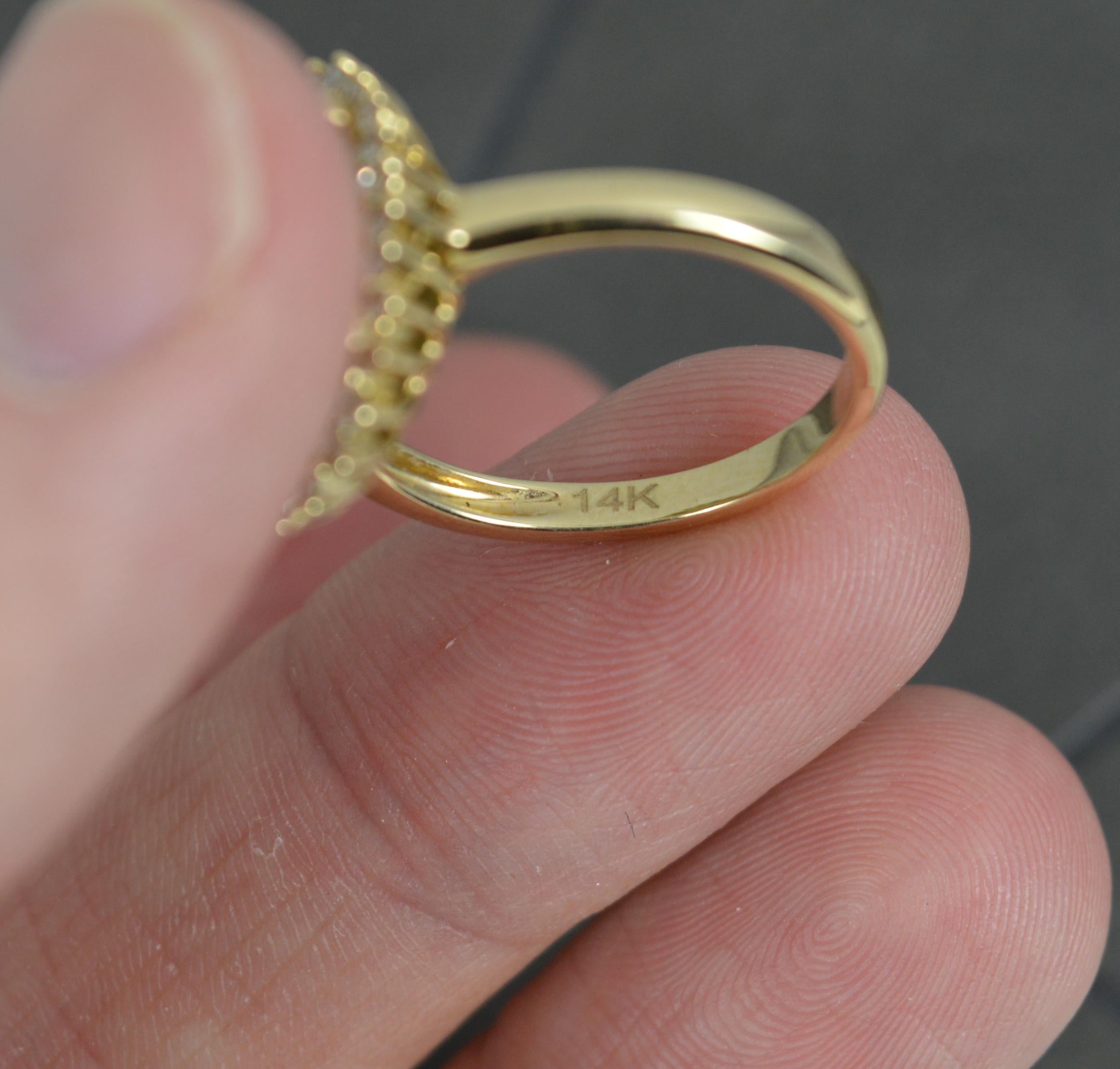 EFFY Designer 14ct Yellow Gold Jade and Diamond Cluster Ring 1