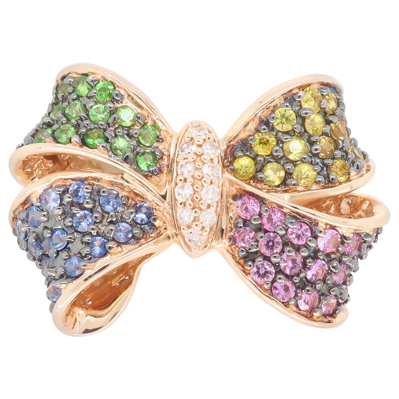 Effy Diamond and Multi-Colored Sapphire Bow Ring