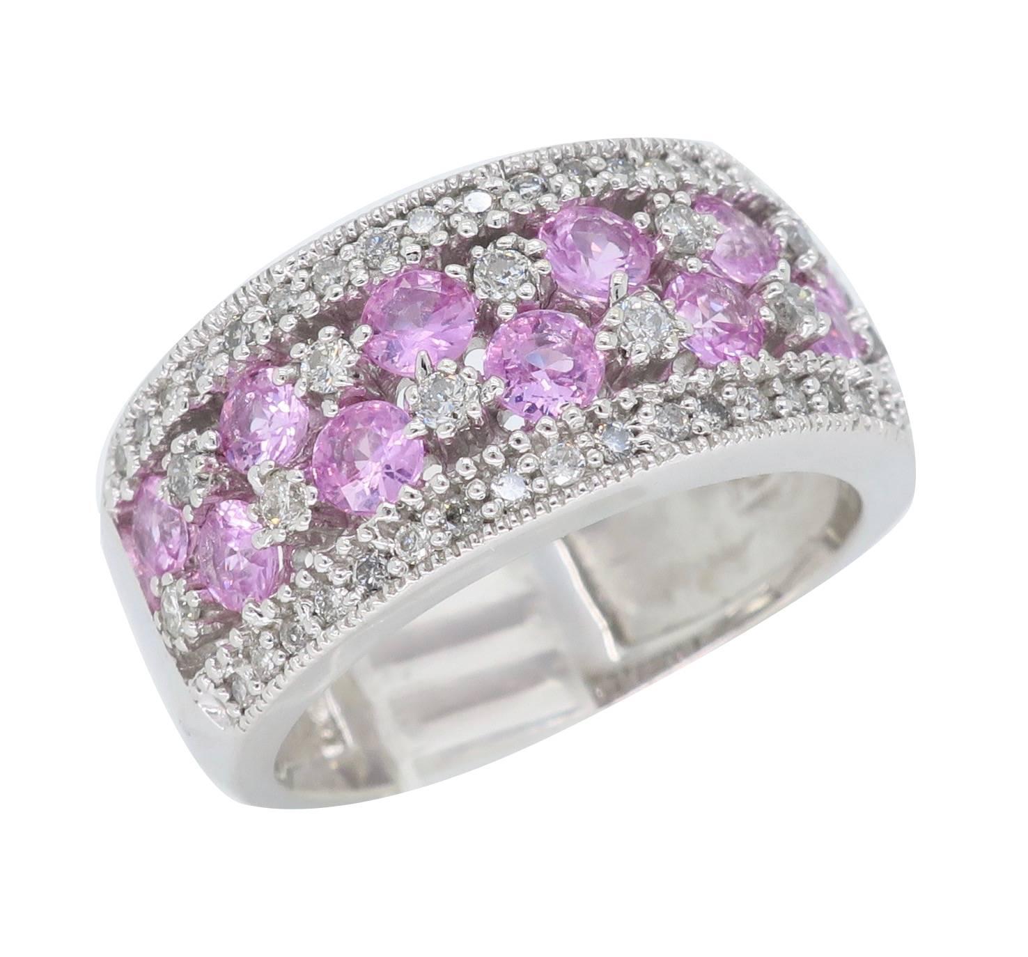 Women's or Men's Effy Diamond and Pink Sapphire Diamond Band