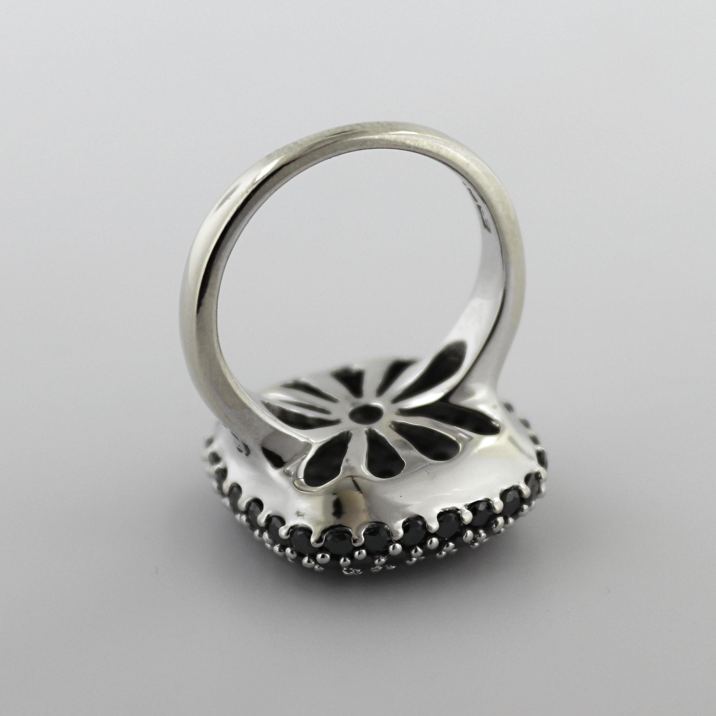 Artisan Effy Diamond, Black Diamond, 14k White Gold Ring For Sale
