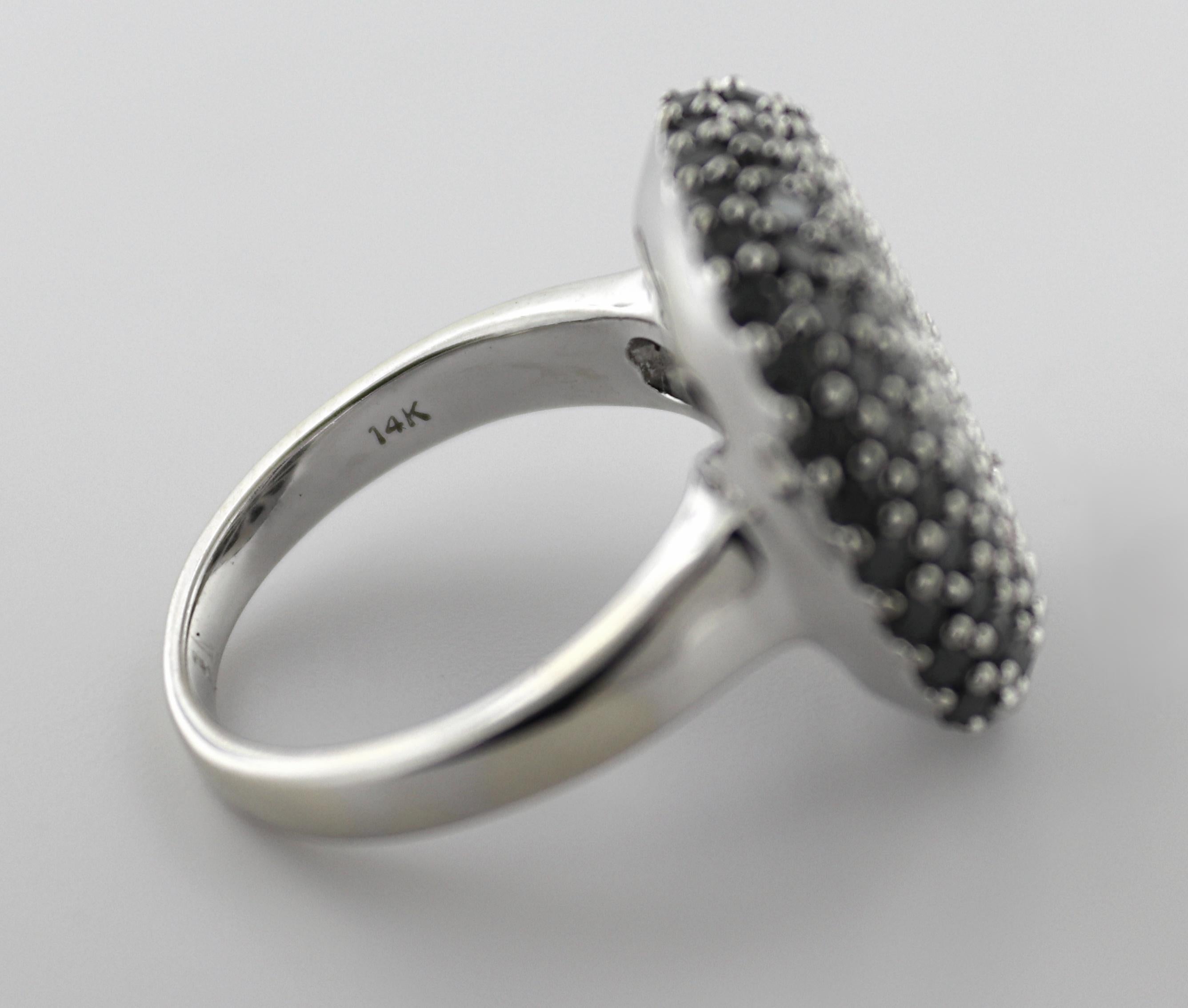 Effy Diamond, Black Diamond, 14k White Gold Ring In Good Condition For Sale In Pleasant Hill, CA