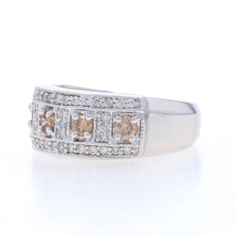 EFFY Diamond Cluster Cocktail Band - White Gold 14k Round 1.00ctw Milgrain Ring In Excellent Condition For Sale In Greensboro, NC