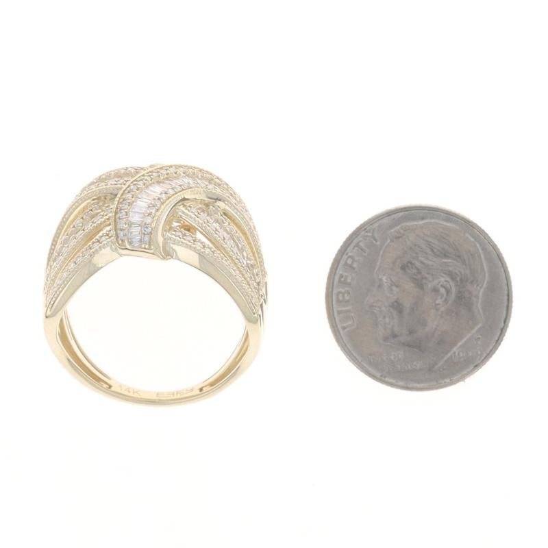 Effy Anello Cocktail con Cluster di Diamanti in Oro Giallo 14k Baguette SingleCut .87ctw Sz7 in vendita 1