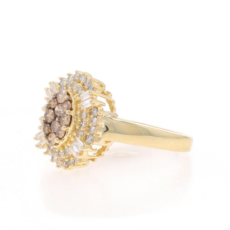 EFFY Diamond Cluster Halo Ring - Yellow Gold 14k Baguette & Round 1.00ctw In Excellent Condition For Sale In Greensboro, NC