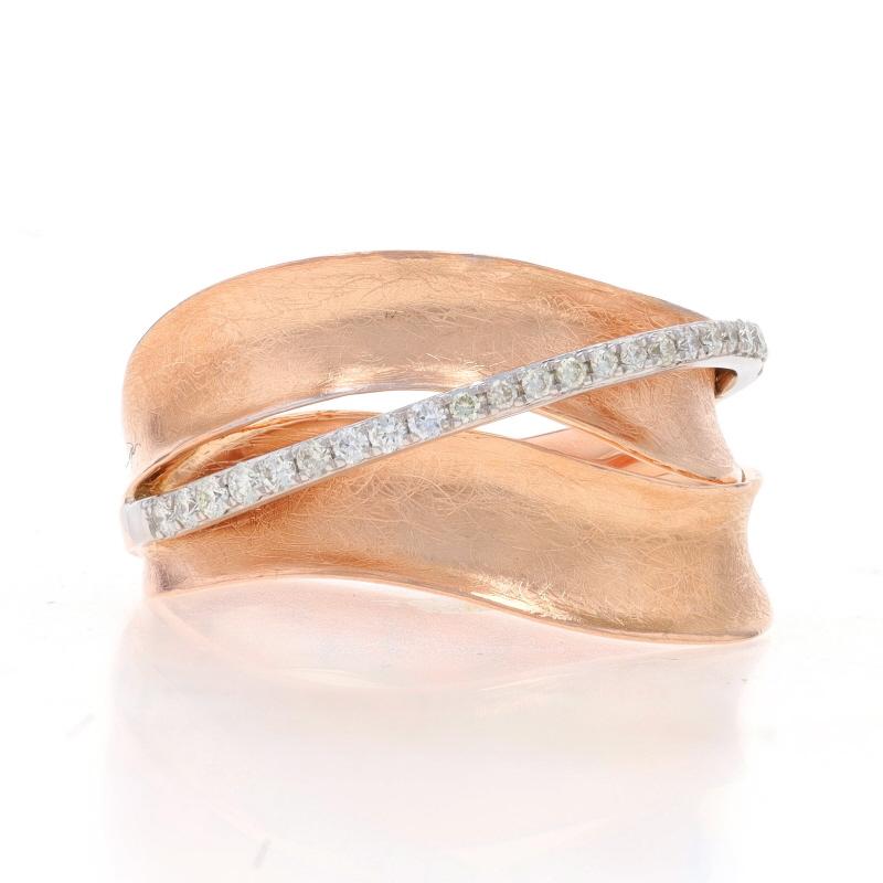 Retail Price: $2500

Size: 8
Sizing Fee: Up 2 sizes for $50 or Down 1 size for $40

Brand: EFFY

Metal Content: 14k Rose Gold & 14k White Gold

Stone Information
Natural Diamonds
Carat(s): .18ctw
Cut: Round Brilliant
Color: I - J
Clarity: SI1 -