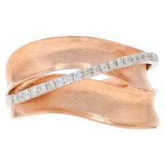 EFFY Diamond Crossover Band - Rose Gold 14k Runde Brillant .18ctw Wave Ring