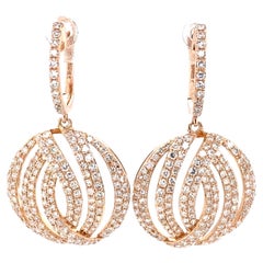 Effy Diamond Dangle 14k Rose Gold Earrings