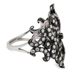 Effy Anello in filigrana con diamanti in oro bianco 14K placcatura in rodio nero SZ7