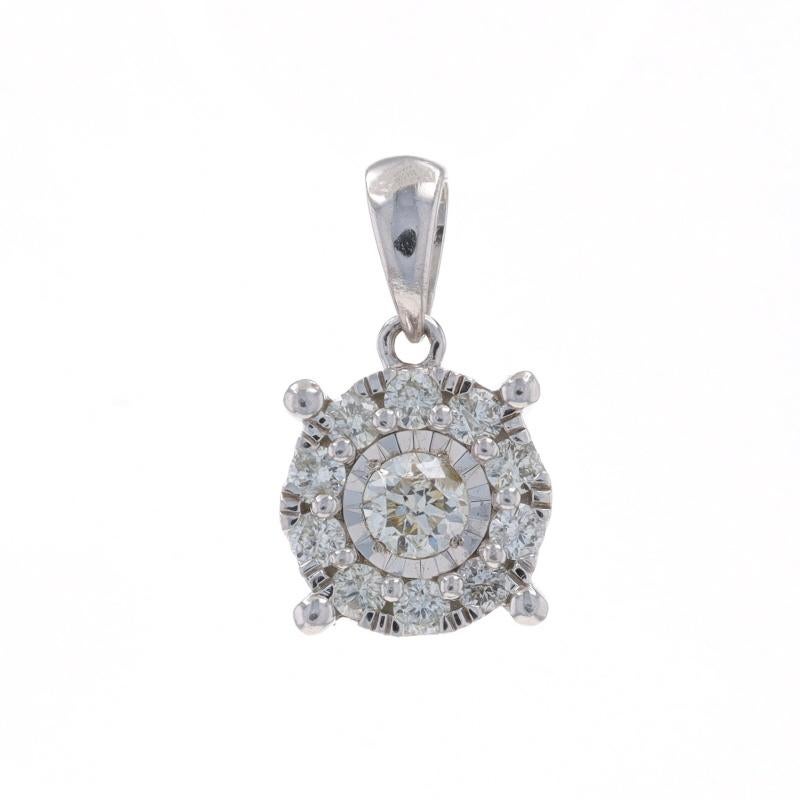 Retail Price: $400

Brand: EFFY

Metal Content: Sterling Silver

Stone Information

Natural Diamonds
Carat(s): 1/2ctw
Cut: Round Brilliant
Color: I - J
Clarity: I1 - I2

Total Carats: 1/2ctw

Style: Solitaire with Accents Halo

Measurements

Tall