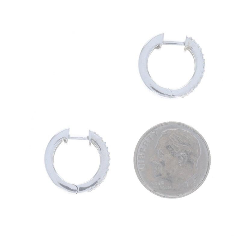 EFFY Diamond Huggie Hoop Earrings - White Gold 14k Baguette .50ctw Pierced In Excellent Condition In Greensboro, NC