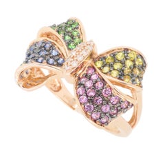 Effy Diamond and Multi-Colored Sapphire Bow Ring