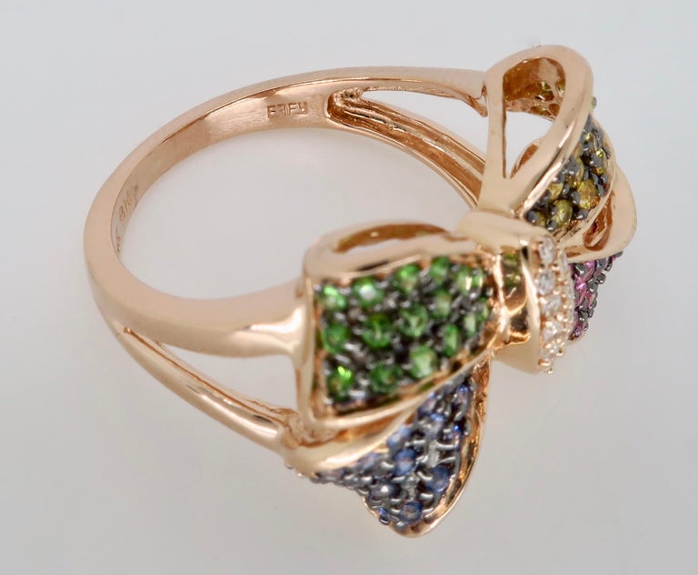 Effy Diamond and Multi-Colored Sapphire Bow Ring at 1stDibs | effy bow ring