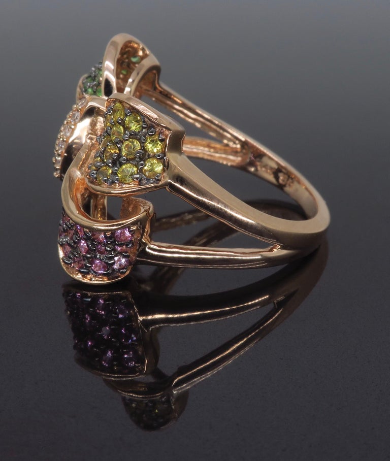 Effy Diamond and Multi-Colored Sapphire Bow Ring at 1stDibs | effy bow ring