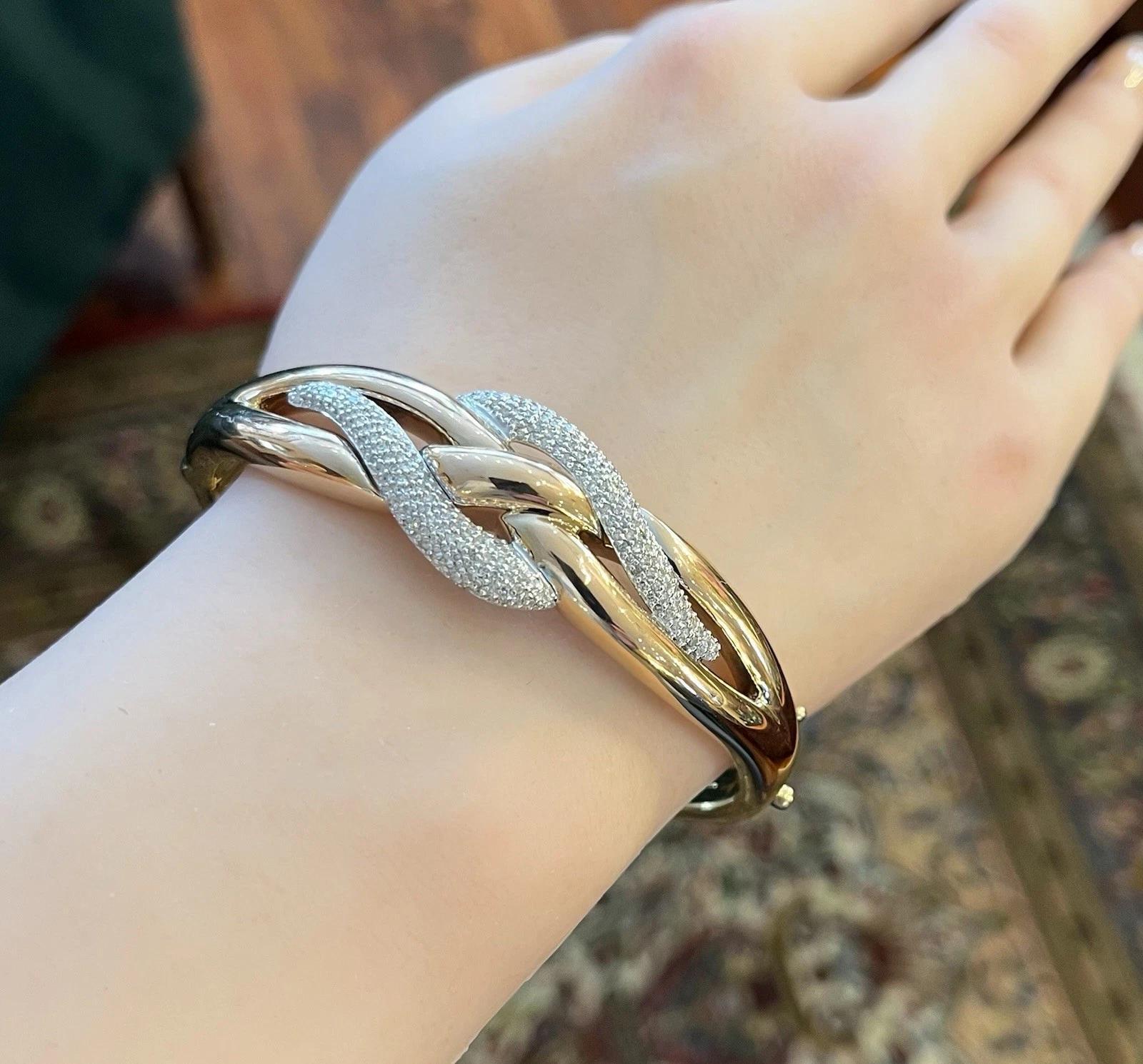Donna Effy Bracciale stile nodo con pavé di diamanti in oro rosa 14 carati in vendita