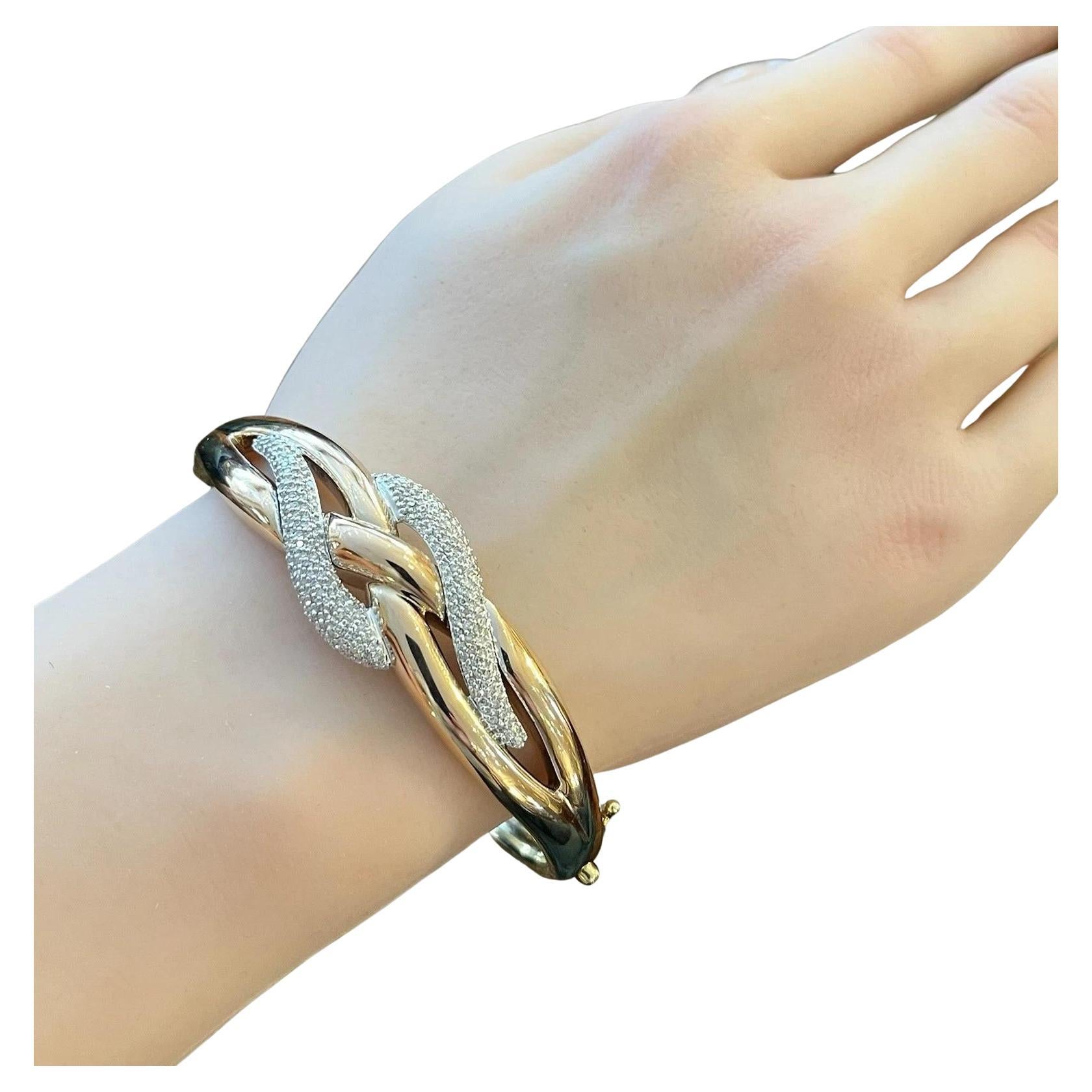 Effy Bracciale stile nodo con pavé di diamanti in oro rosa 14 carati in vendita