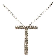 Effy Diamond T Initial Necklace 14K White Gold 0.11ctw 18in
