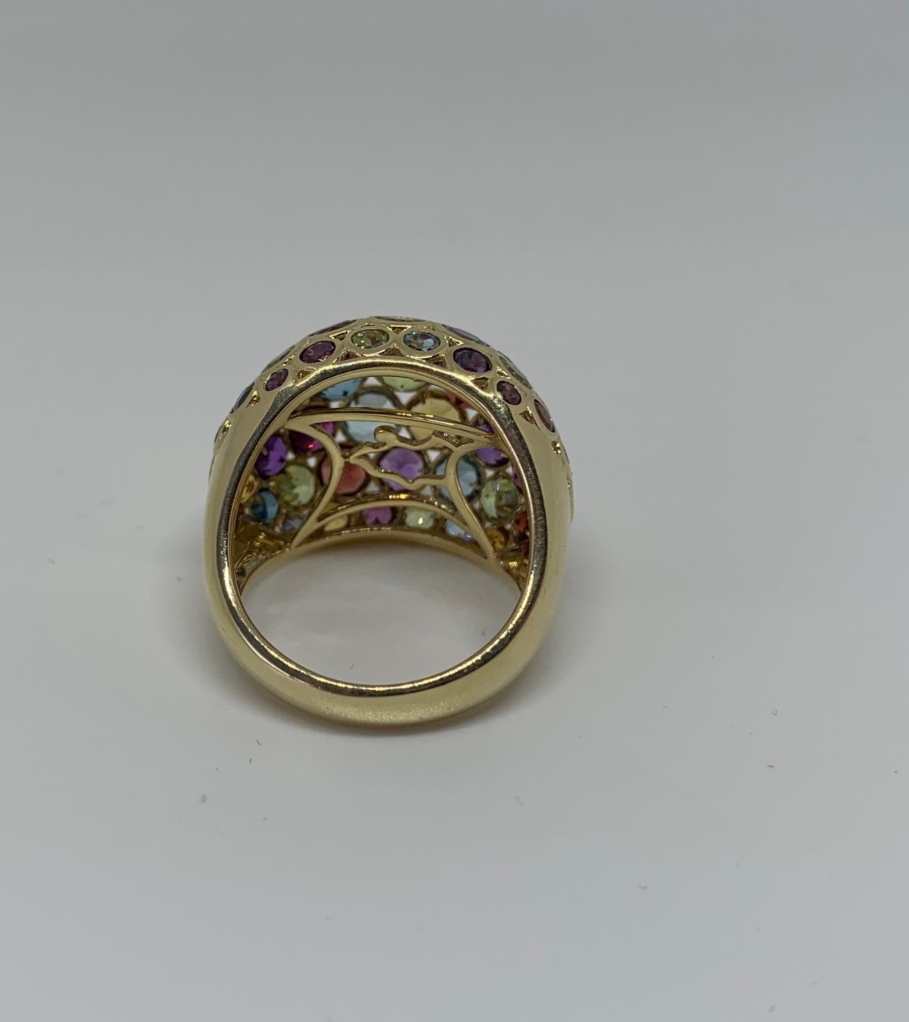 Effy Dome Ring Peridot Aquamarine Citrine Amethyst Garnet Topaz Multi Gem Bombe For Sale 2