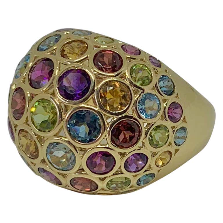 Multi Color Gemstone Ring in 14k Topaz, Garnet, Amethyst, Citrine and ...