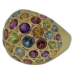 Fröhlicher Kuppelring Peridot Aquamarin Citrin Amethyst Granat Topas Multi Edelstein Bombe