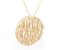 Effy DOro 0.83ctw Diamond Circle Plate Pendant Necklace in 14kt Yellow Gold