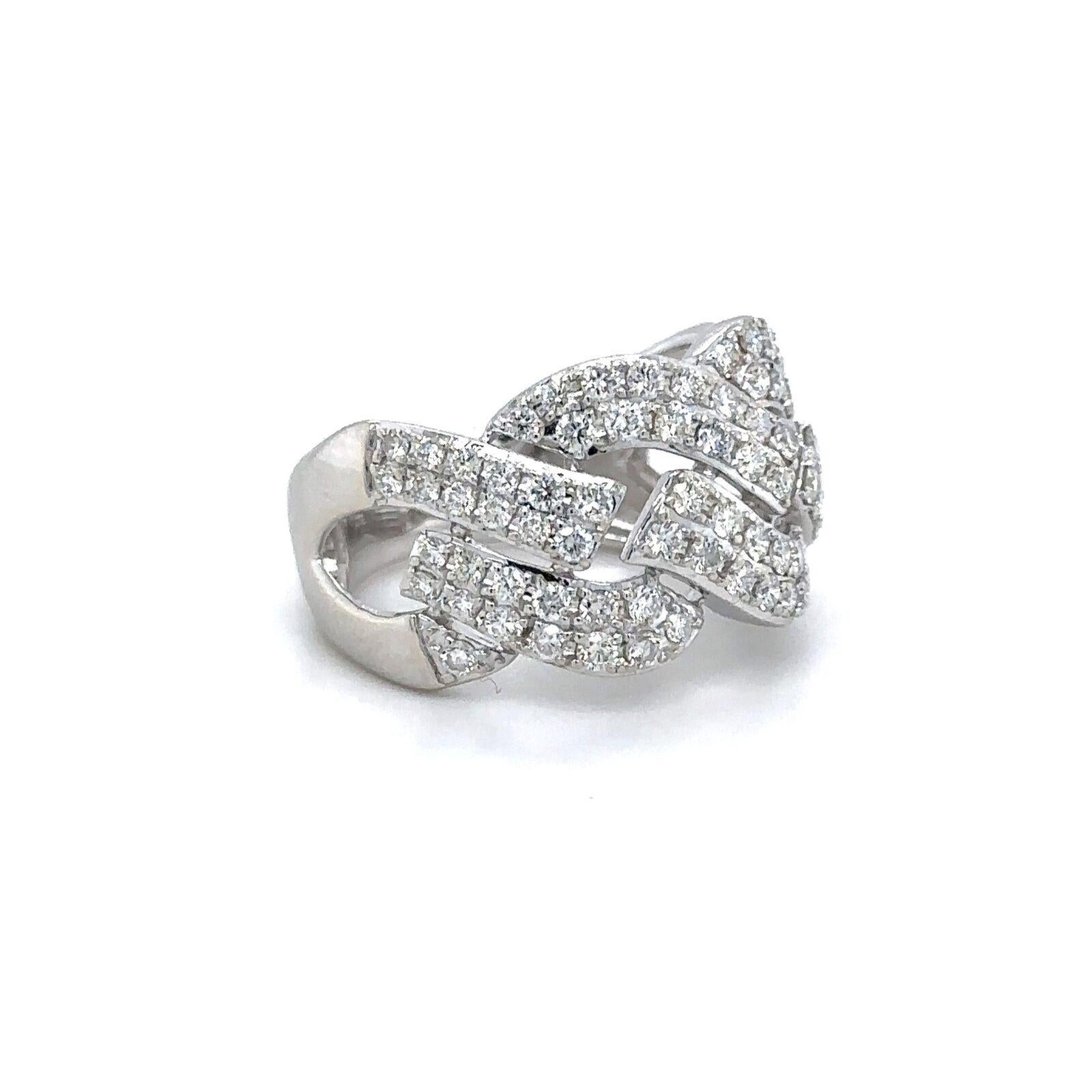 Breiter geflochtener Ring aus 14 Karat Weißgold mit Diamanten von Effy D'oro im Zustand „Gut“ in Guilford, CT