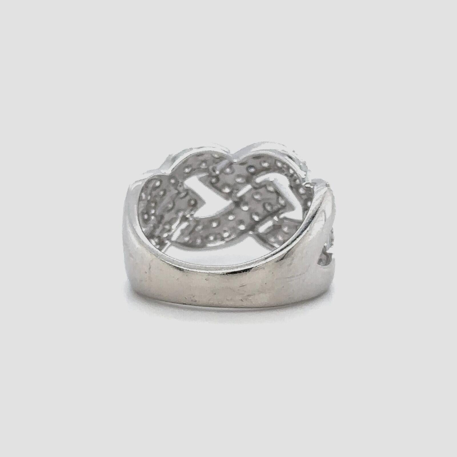 Breiter geflochtener Ring aus 14 Karat Weißgold mit Diamanten von Effy D'oro 1