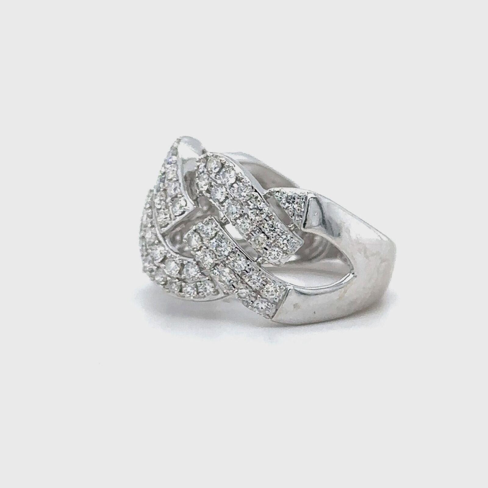 Breiter geflochtener Ring aus 14 Karat Weißgold mit Diamanten von Effy D'oro 2