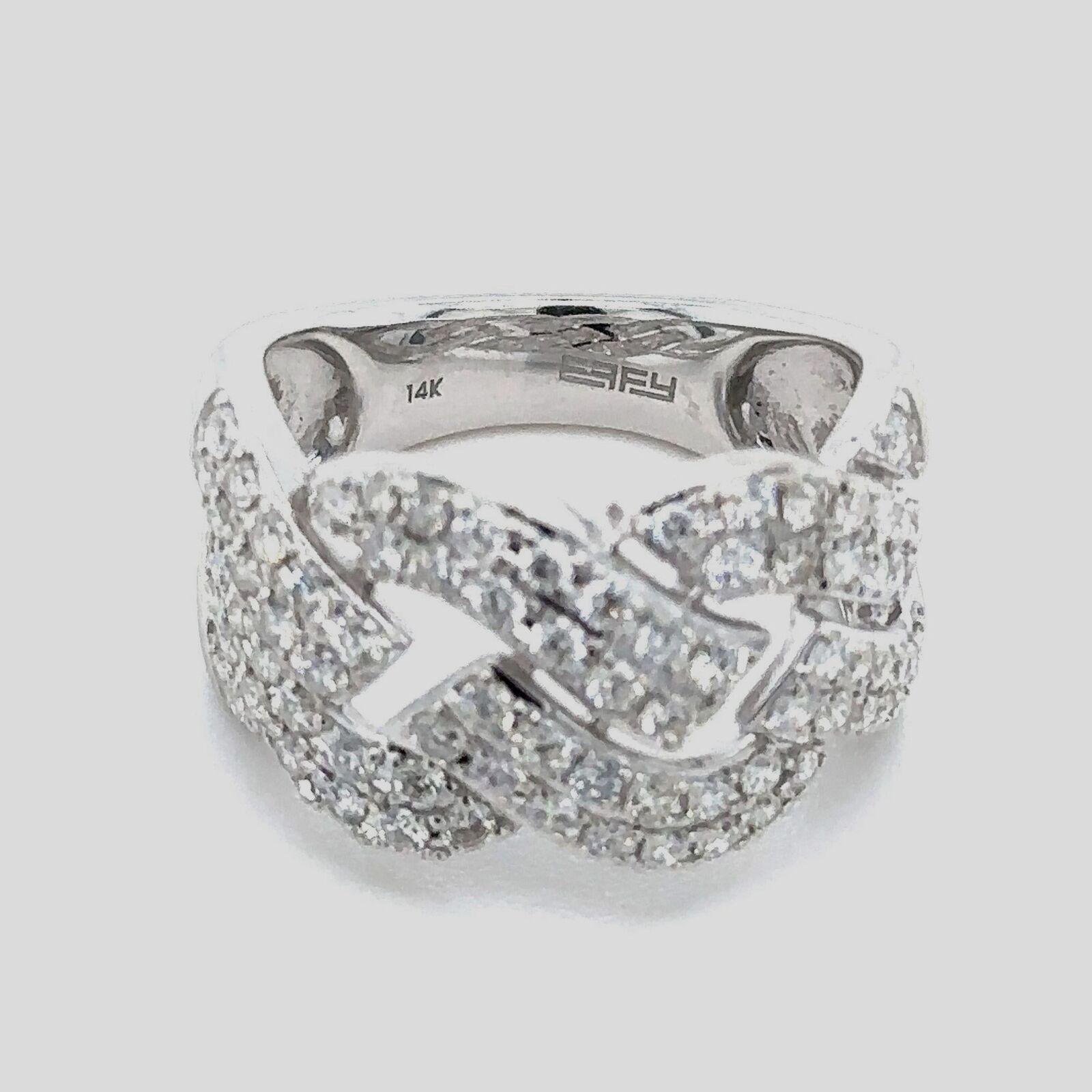 Breiter geflochtener Ring aus 14 Karat Weißgold mit Diamanten von Effy D'oro 3