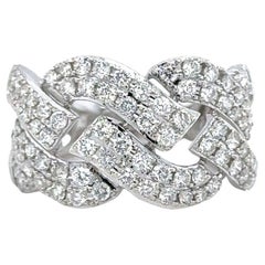 Anello Effy D'oro in oro bianco 14 carati e diamanti a treccia larga