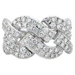 Effy D'oro 14 Karat White Gold and Diamond Braid Wide Ring