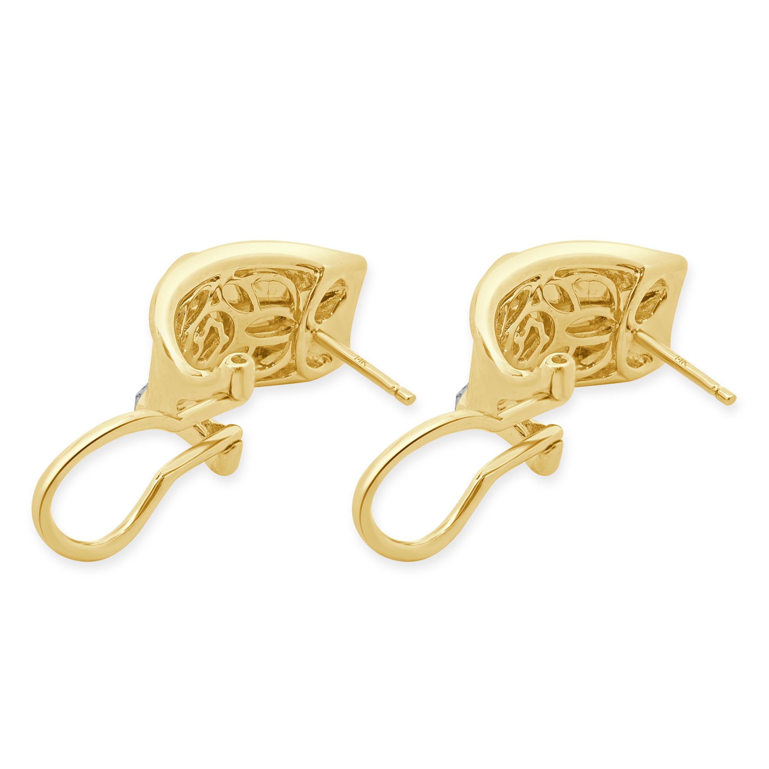 Effy D’Oro 14 Karat Yellow Gold Diamond Hoop Earrings In Excellent Condition In Scottsdale, AZ